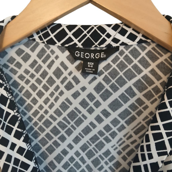 Women's George Dress, Black & White, Size 4-6 with Belt - Picture 3 of 4